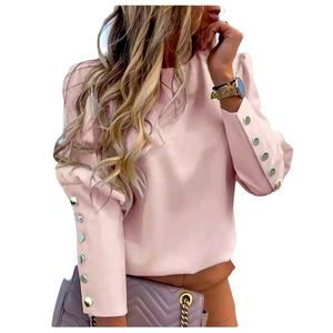 Blush Colored Top with Gold Button Details